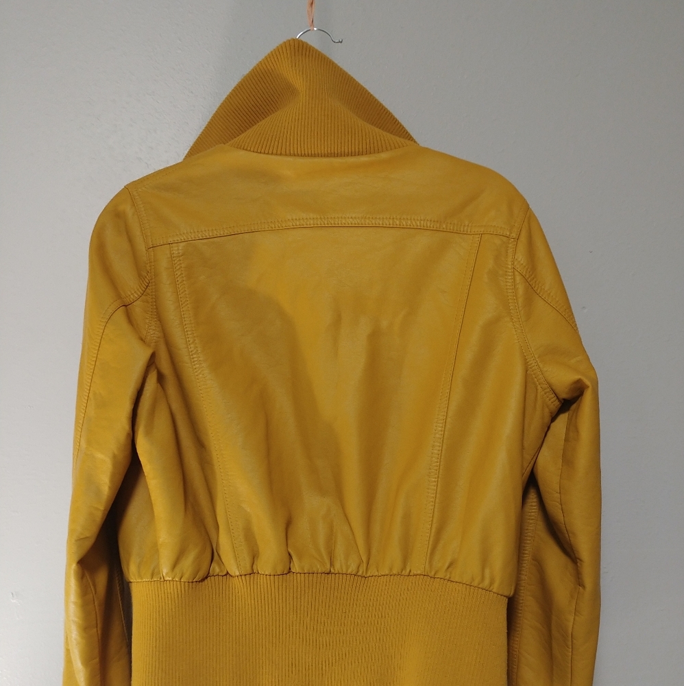 ✔Jou Jou Faux Leather Jacket in Yellow - Picture 4 of 9